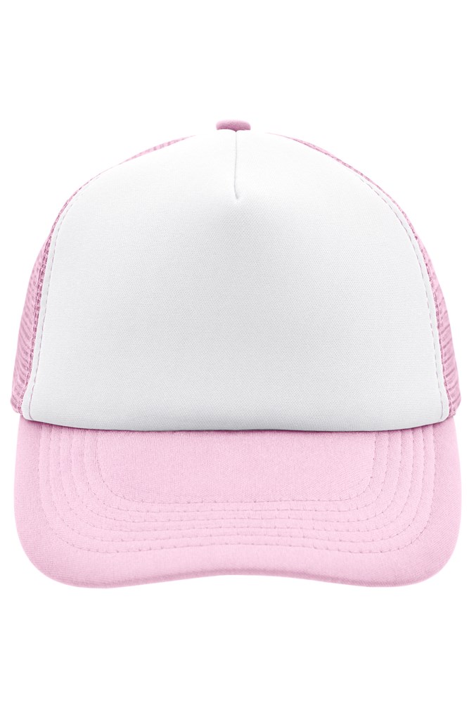 5 Panel Polyester Mesh Cap - White/baby-pink (ca. Pantone white
706C)