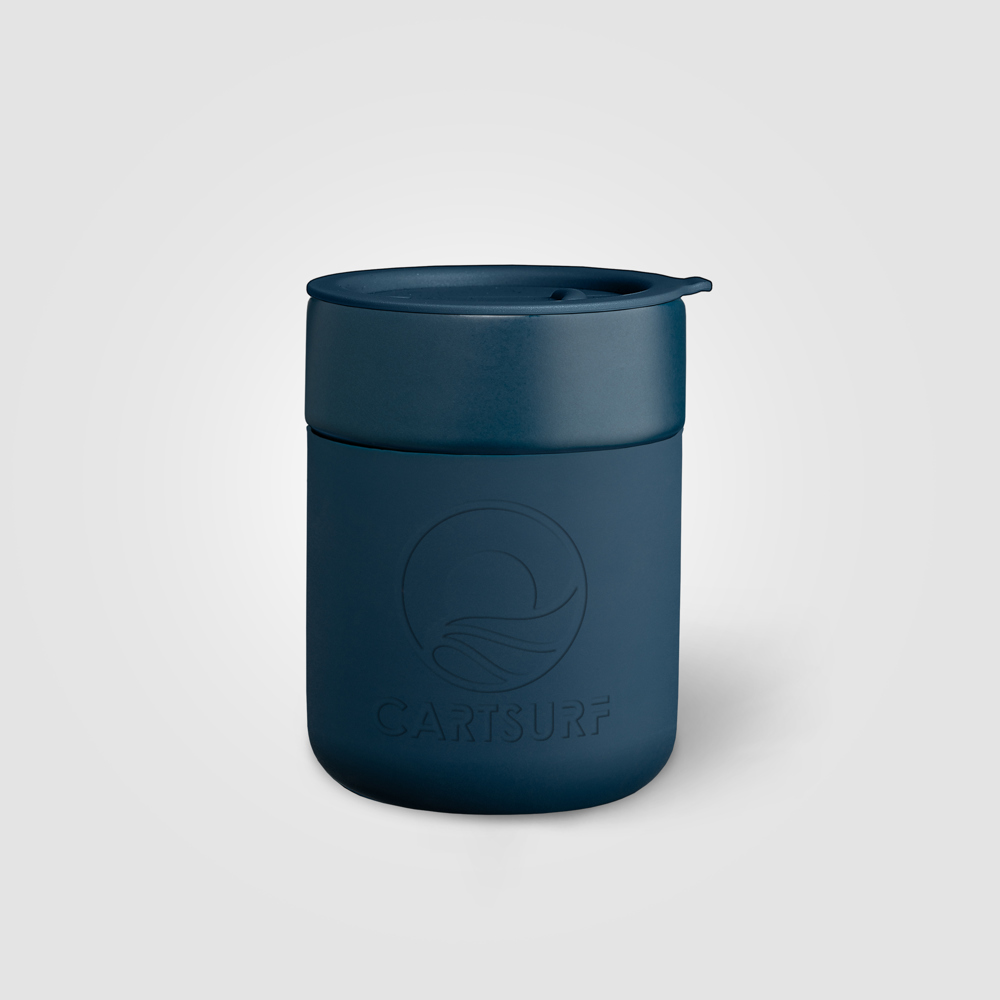 Obsidian - 295 ml Matte Keramik- und Silikonbecher mit Deckel