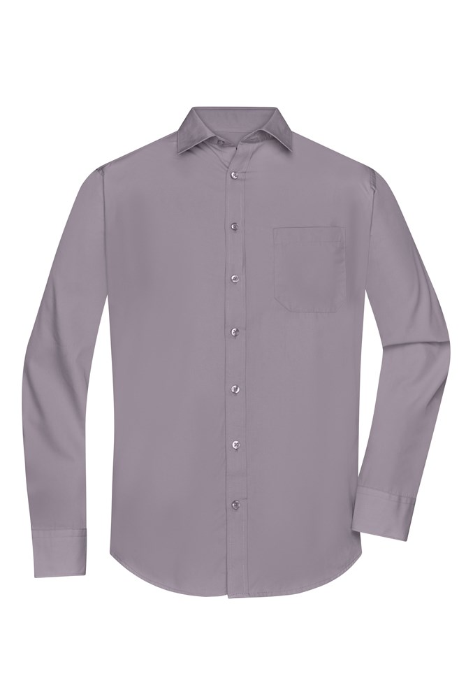Men's Shirt Long-Sleeved Poplin - Steel (ca. Pantone 423U)