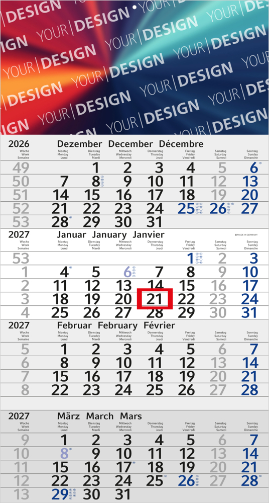 4-Monatskalender Einblatt Budget 4, blau