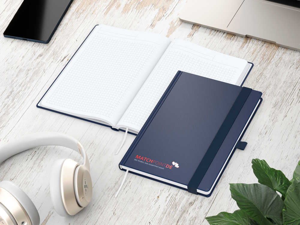 Notizbuch Vision-Book EXPRESS, A5, White, Winkelkaro, dunkelblau