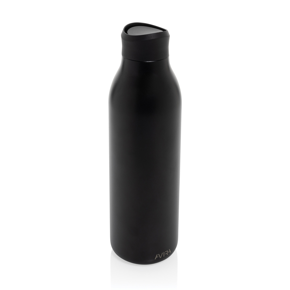 Avira Alok 360 Klick-Wasserflasche aus RCS rec. Stahl, 600ml - schwarz (± PMS Black)