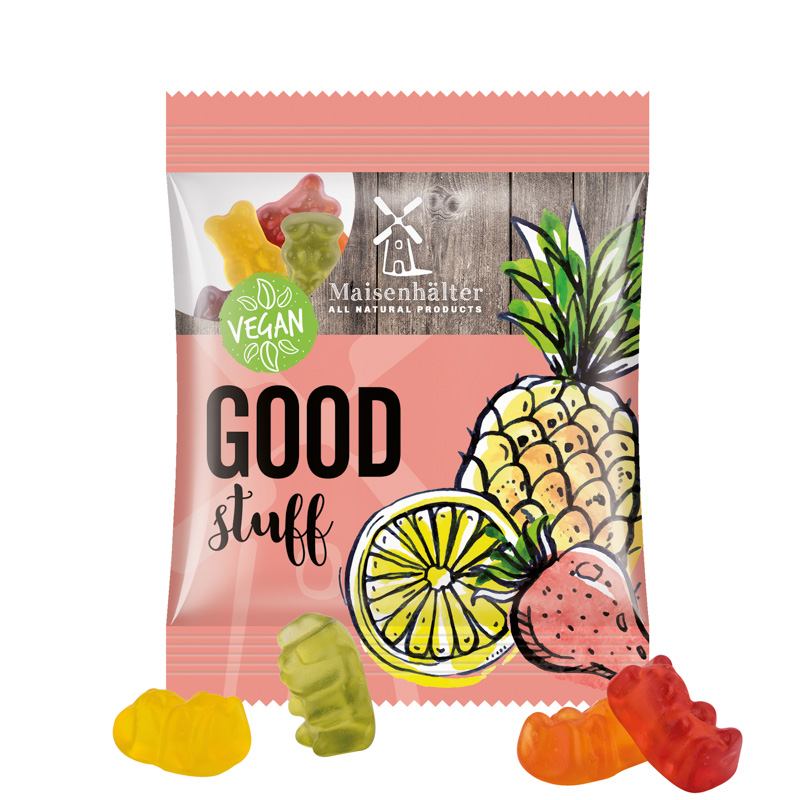 Minitüte 12 g, Folie transparent, Trolli Vegane Gummibärchen, 14% Fruchtsaft