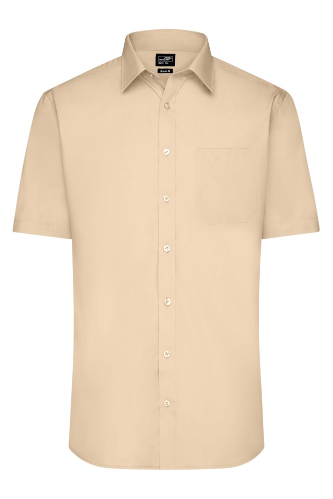 Men's Shirt Short-Sleeved Poplin - Stone (ca. Pantone 7501C)