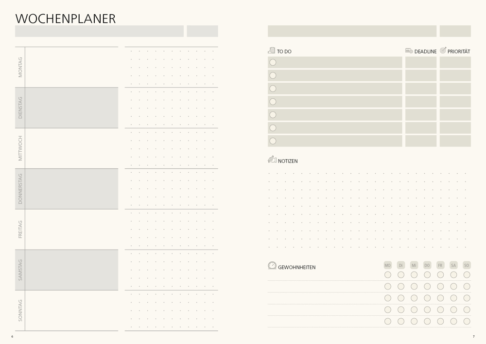 Notizbuch orgaLine Mainbook, Creme, tiefschwarz