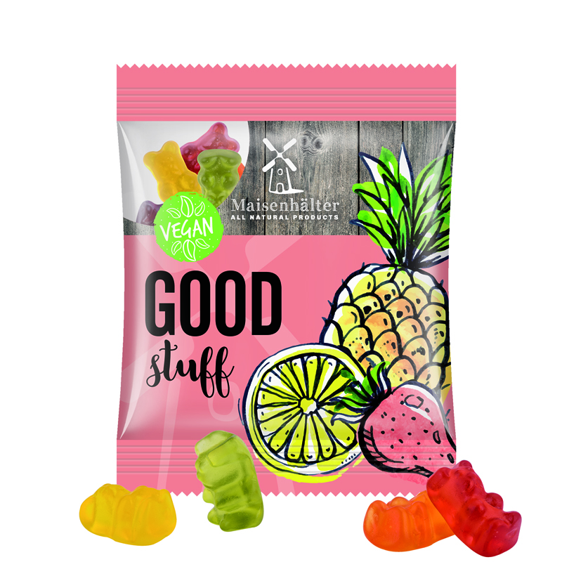 Minitüte 12 g, Folie transparent, Trolli Vegane Gummibärchen, 14% Fruchtsaft