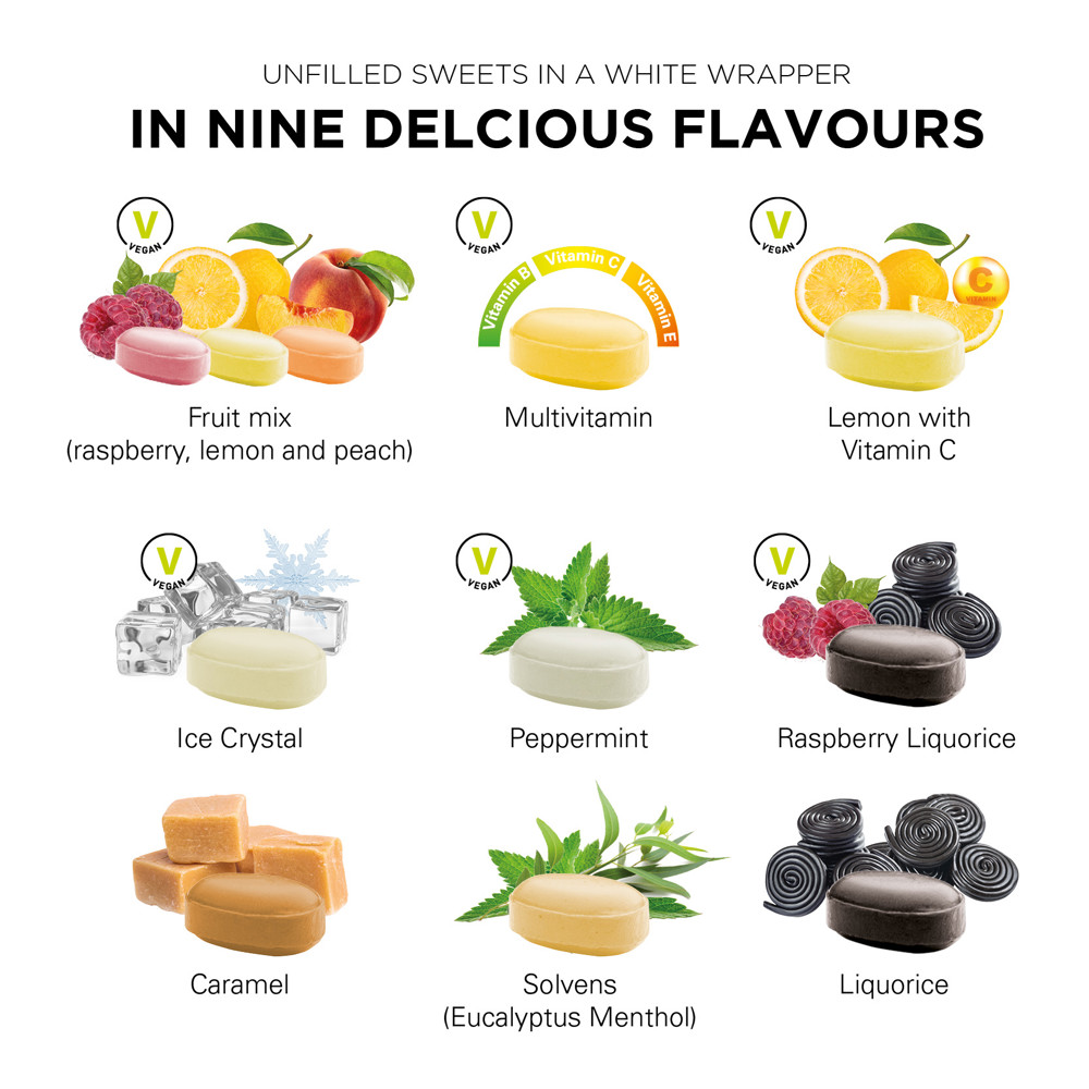 Eiskristall Bonbon im weißen, kompostierbaren Wickler