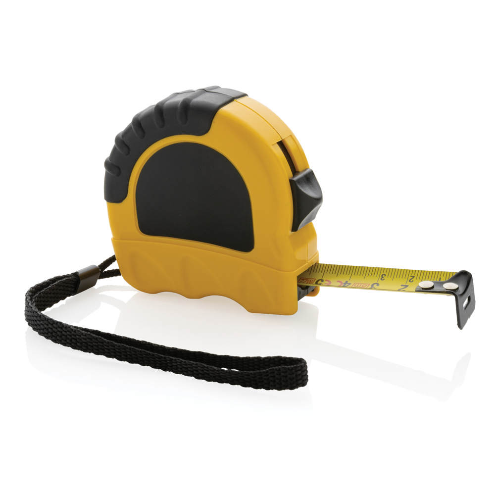 5m/19mm Maßband aus RCS recyceltem Kunststoff - gelb, schwarz (± PMS 123C/ ± PMS Black)