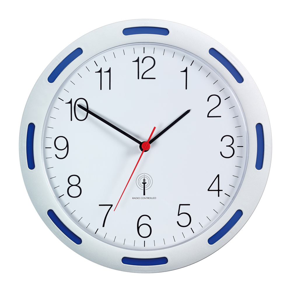 Funk-Wanduhr U-2248 - silber/blau