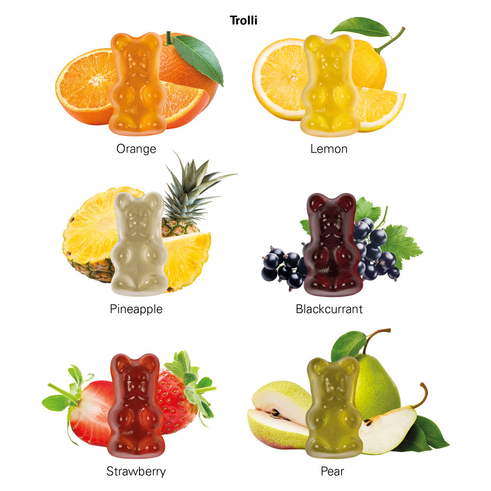 Minitüte 15 g, recyclingfähiges Papier weiß, Trolli Vitamin Fruchtgummi