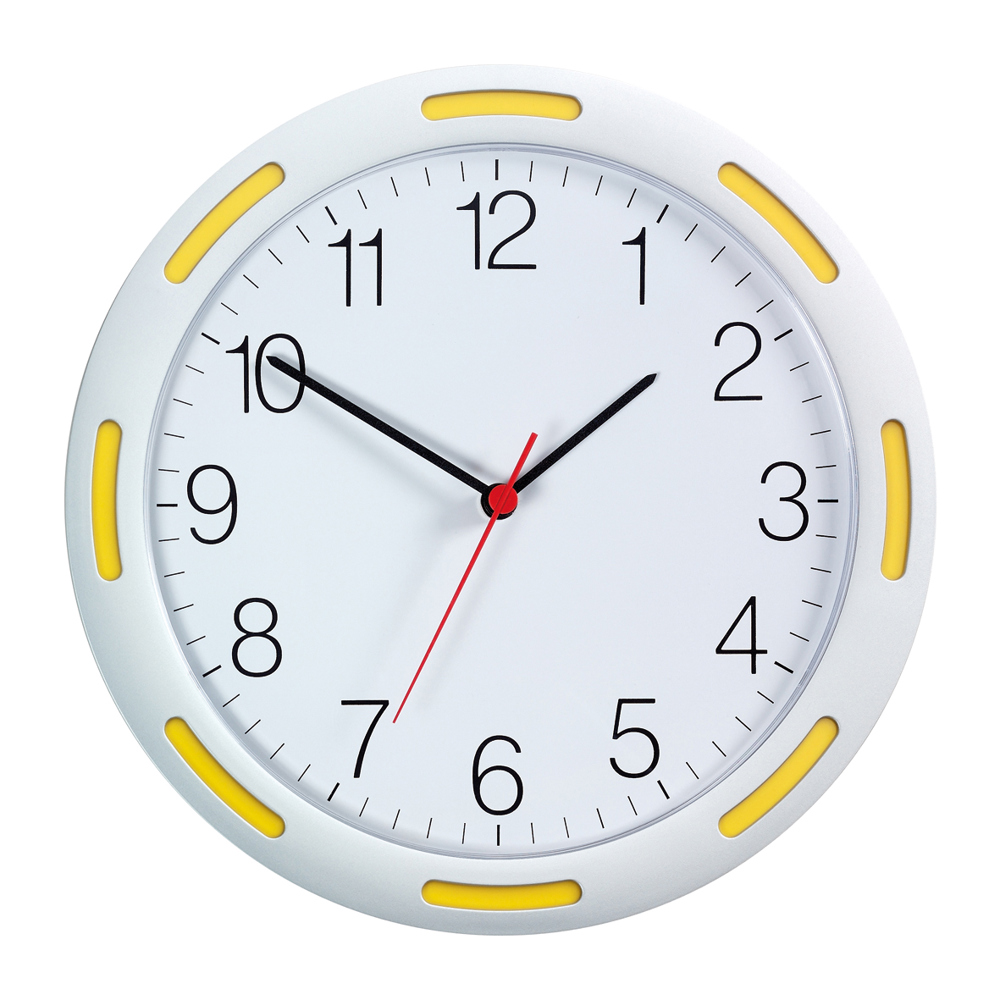 Quarz-Wanduhr U-1248 - silber/gelb