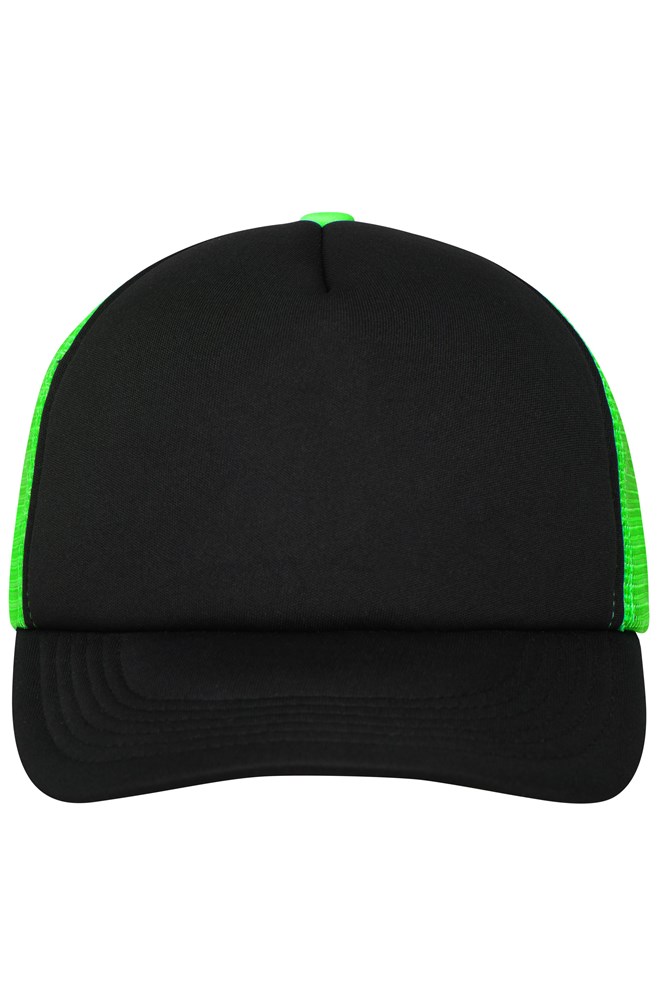 5 Panel Polyester Mesh Cap - Black/neon-green (ca. Pantone blackC
802C)