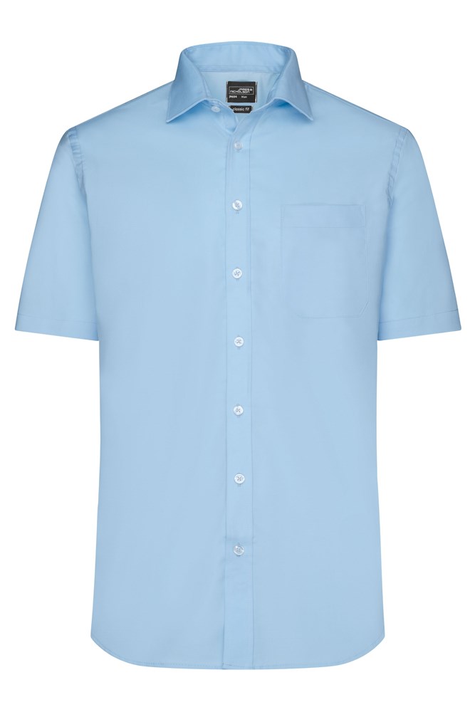 Men's Shirt Short-Sleeved Micro-Twill - Light-blue (ca. Pantone 649C)