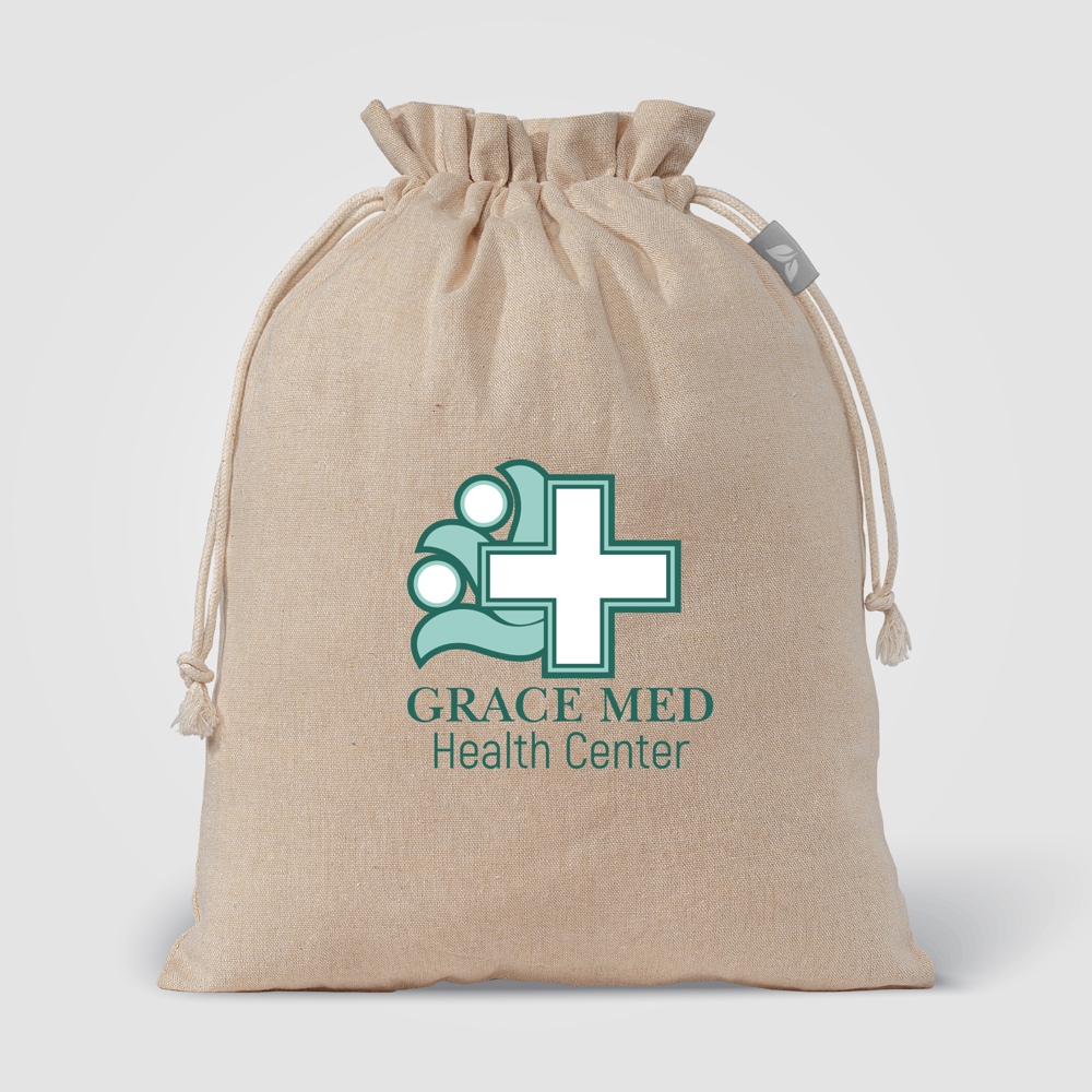 Geschenktasche Medium aus recycelter Baumwolle (110 g/m²) - Natur (#D9C89E)