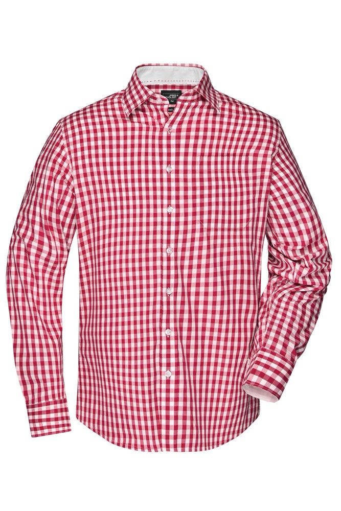 Men's Checked Shirt - Red/white (ca. Pantone 200C
white)