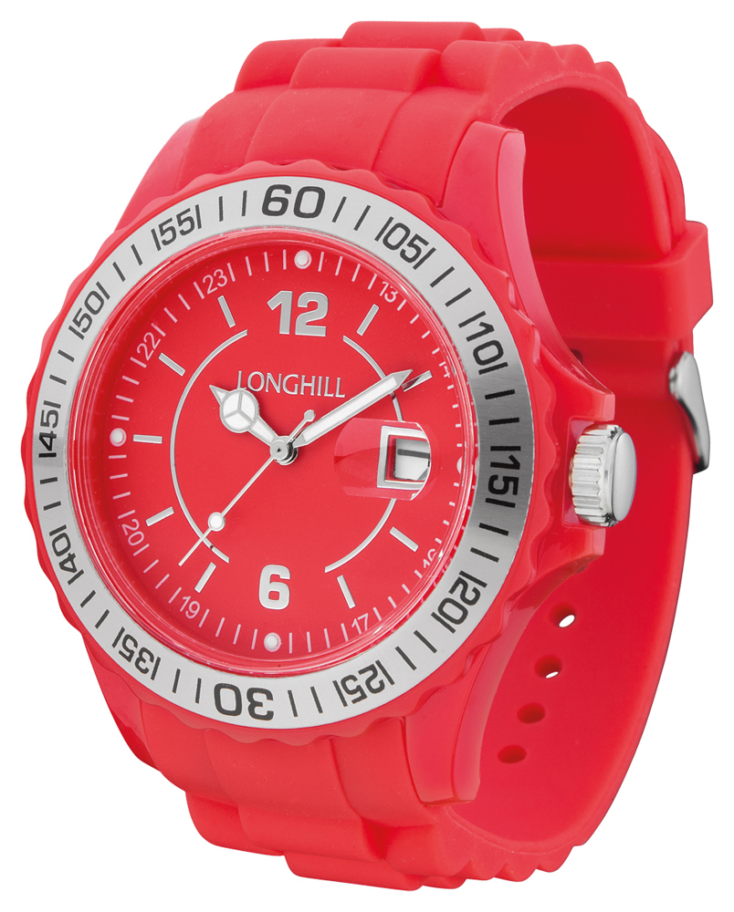 Kunststoffuhr LOGI SILBER - Rot