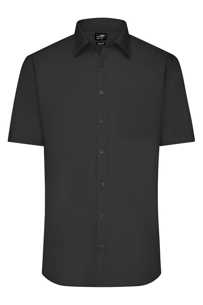 Men's Shirt Short-Sleeved Poplin - Black (ca. Pantone blackC)
