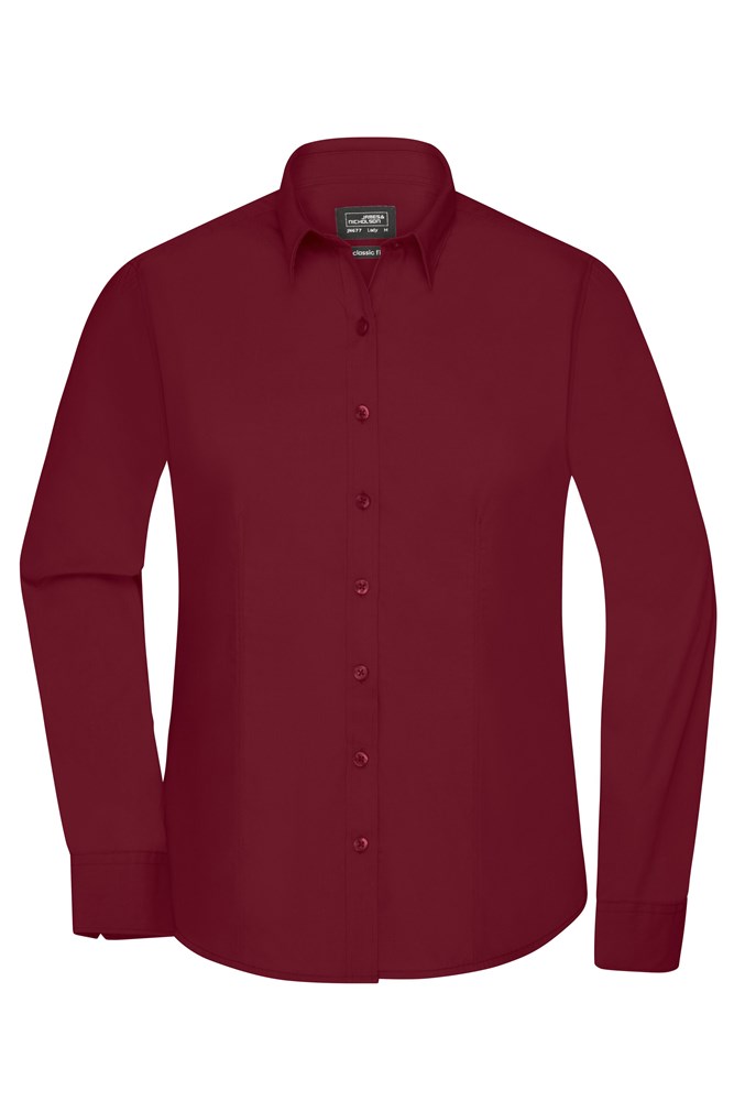 Ladies' Shirt Long-Sleeved Poplin - Wine (ca. Pantone 195C)
