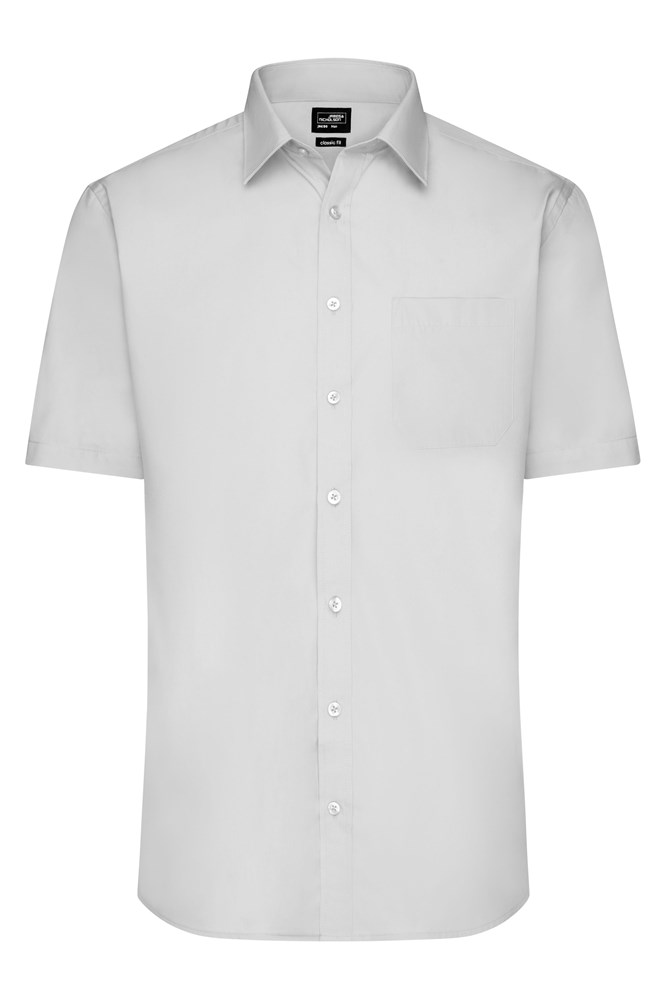 Men's Shirt Short-Sleeved Poplin - Light-grey (ca. Pantone 400C)