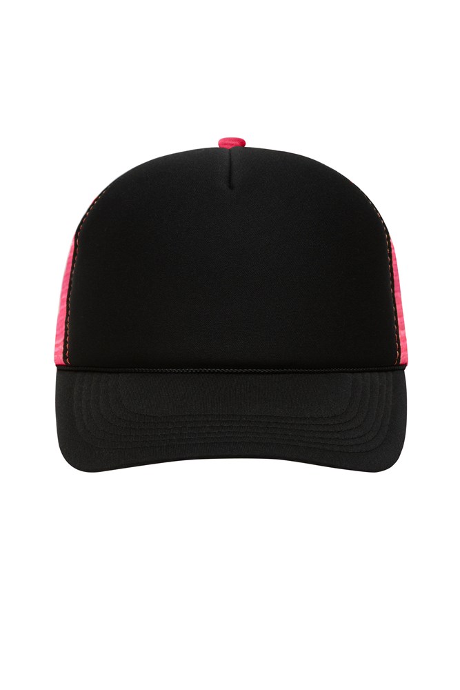 5 Panel Retro Mesh Cap - Black/neon-pink (ca. Pantone blackC
806C)