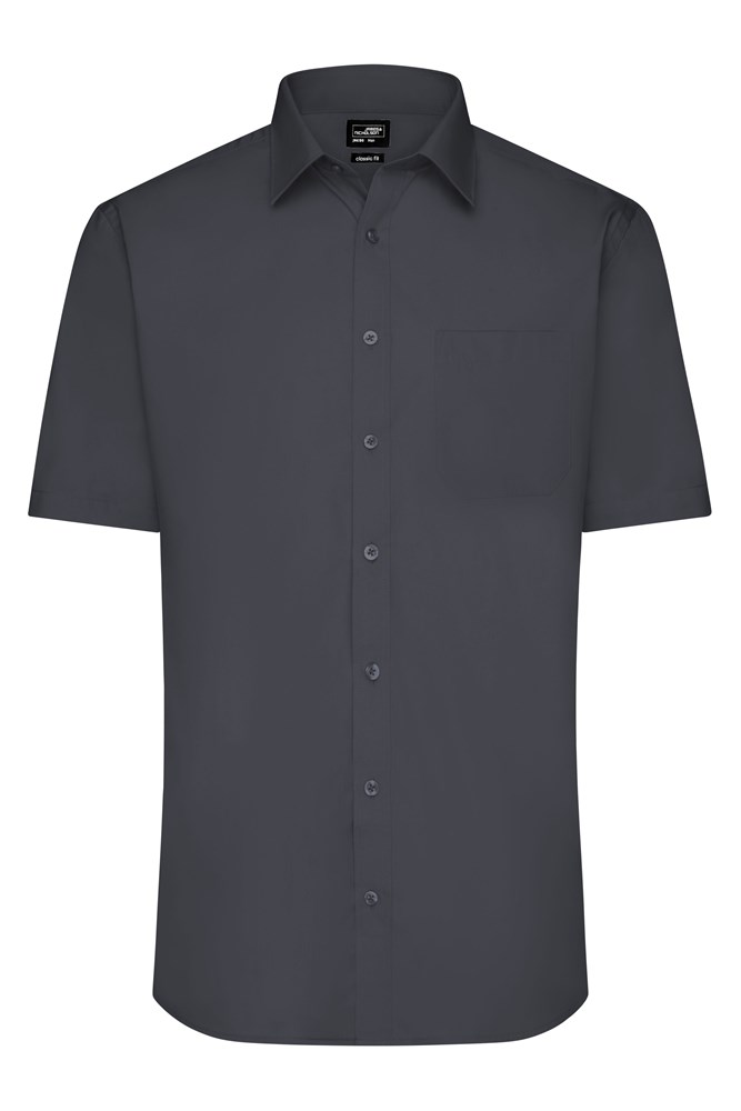 Men's Shirt Short-Sleeved Poplin - Carbon (ca. Pantone 425U)