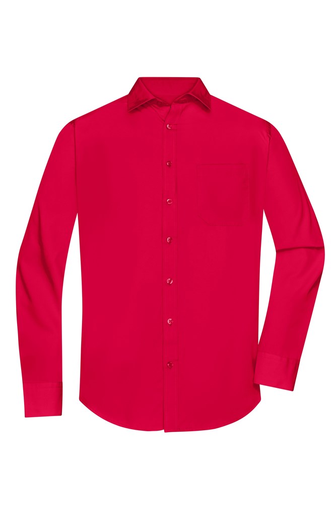 Men's Shirt Long-Sleeved Poplin - Red (ca. Pantone 200C)