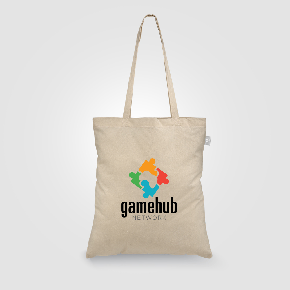 Geo - Tragetasche aus recyceltem Baumwolltuch (140 g/m²) - Natur (#D9C89E)