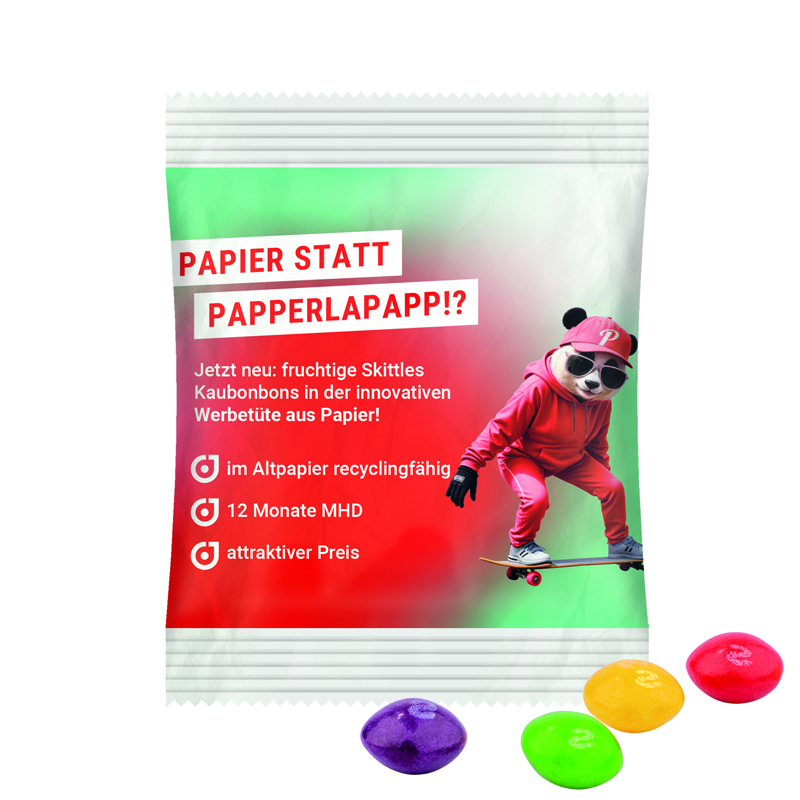 Minitüte 10 g, recyclingfähiges Papier weiß, Skittles Fruits Kaubonbons