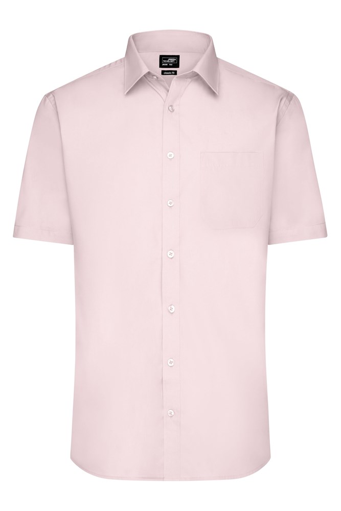 Men's Shirt Short-Sleeved Poplin - Light-pink (ca. Pantone 196C)