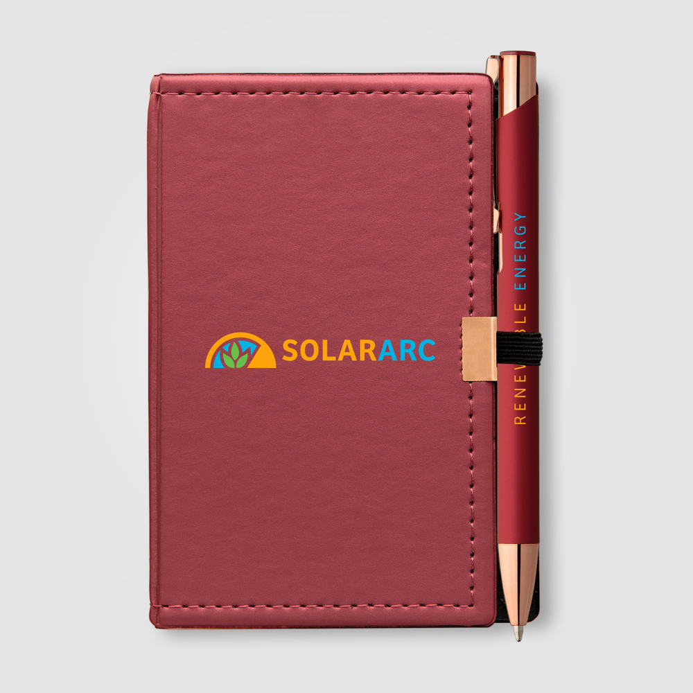 Caddy Notizbuch & Crosby Roségold Kugelschreiber - Geschenkset - Rot (#A6093D)