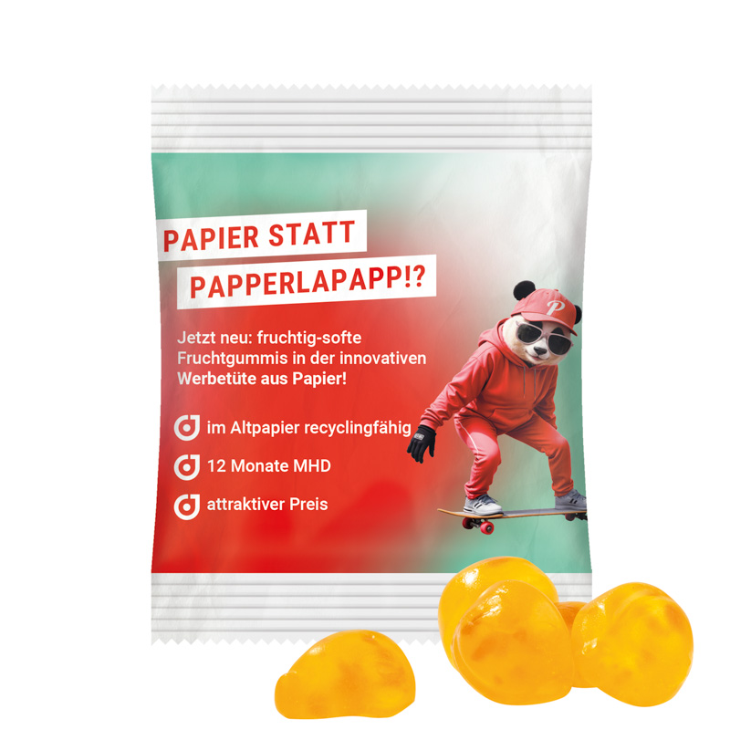 Minitüte 15 g, recyclingfähiges Papier weiß, Trolli Vitamin Fruchtgummi
