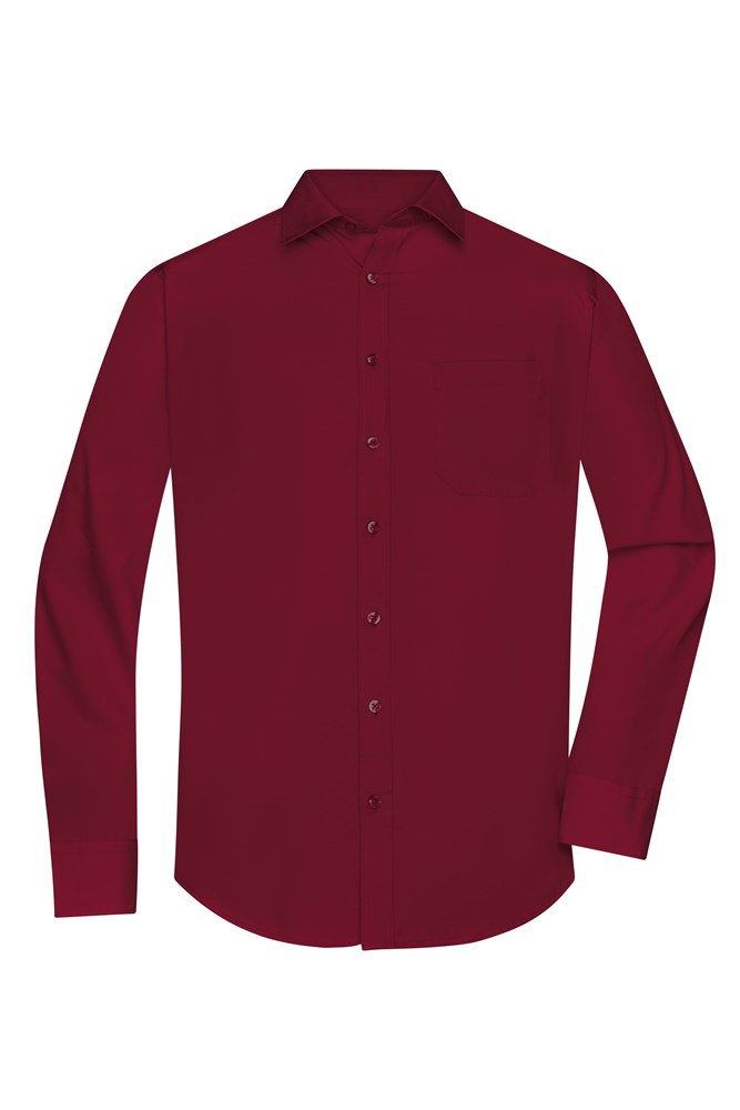 Men's Shirt Long-Sleeved Poplin - Wine (ca. Pantone 195C)