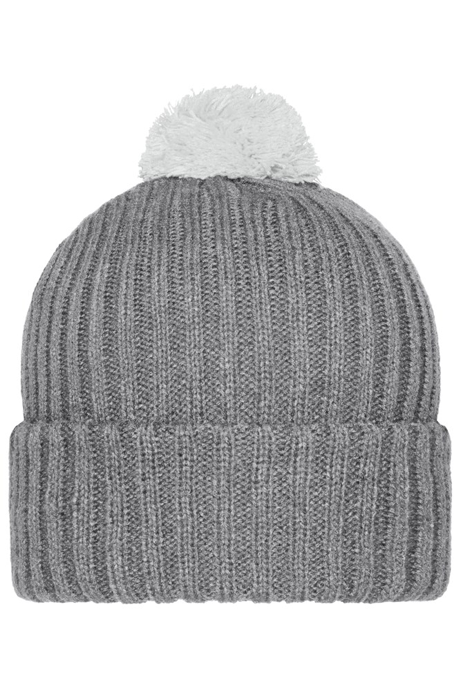 Knitted Cap with Pompon - Dark-grey/light-grey (ca. Pantone 444C
430C)