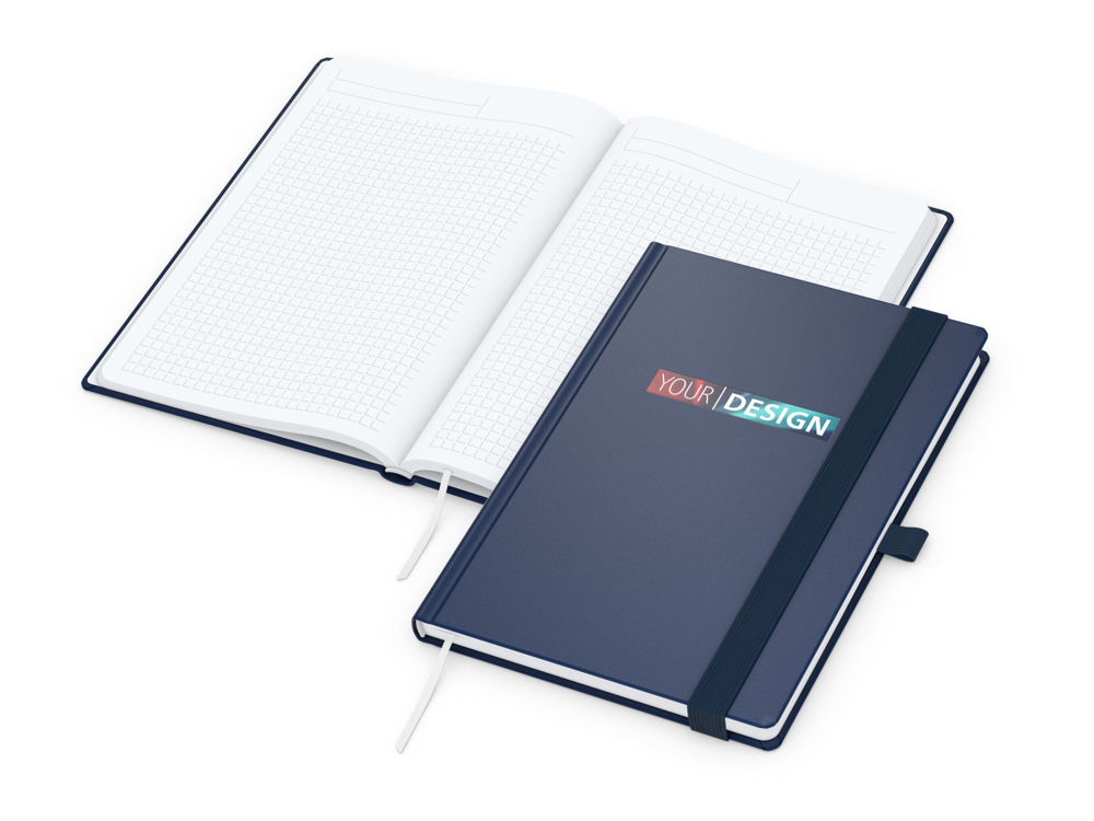 Notizbuch Vision-Book EXPRESS, A5, White, Winkelkaro, dunkelblau