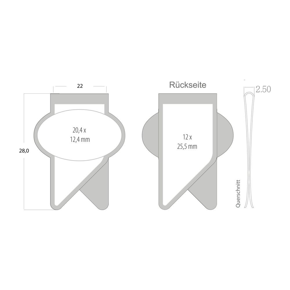 ROMINOX® Mehrweg-Büroklammer X Clip Variante D, idealer Mailingartikel für Dokumente, bis zu 12 Seiten Klemmkraft