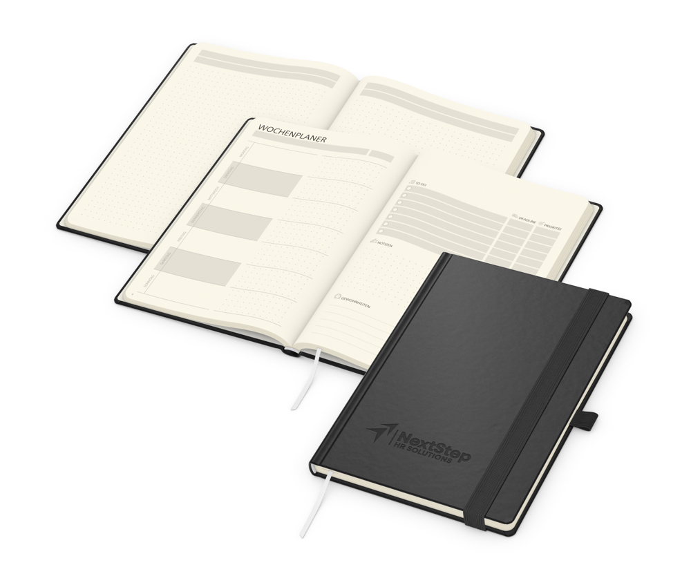Notizbuch orgaLine Mainbook, Creme, tiefschwarz
