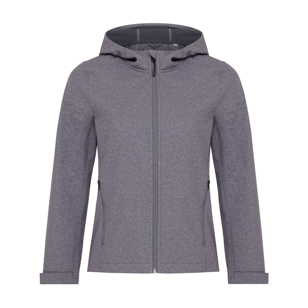 IQONIQ Makalu Damen Softshelljacke aus recyceltem Polyester - vulcano heather grey (± PMS 17-3911 TCX)