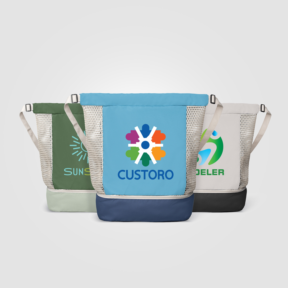 Neri Rucksack mit Kordelzug aus recyceltem Netzgewebe - 45 L - Farbmix bestellen (#41748D)