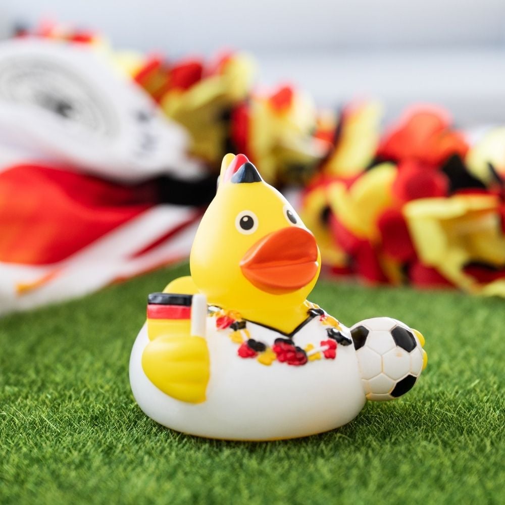 Quietsche-Ente Fußballfan, schwarz/rot/gelb, one size