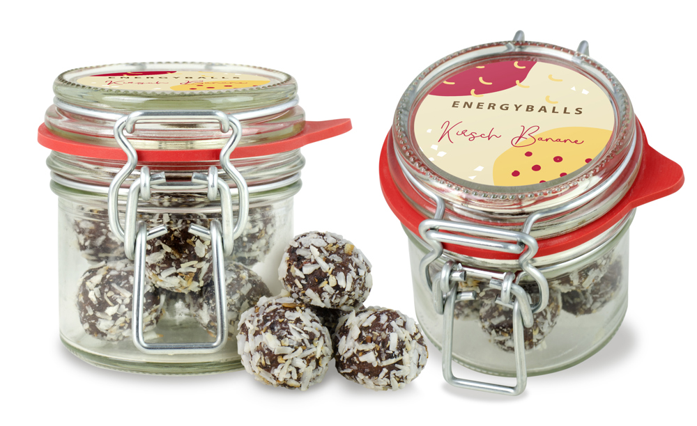 Bügeglas XS Energyballs Kirsch Banane