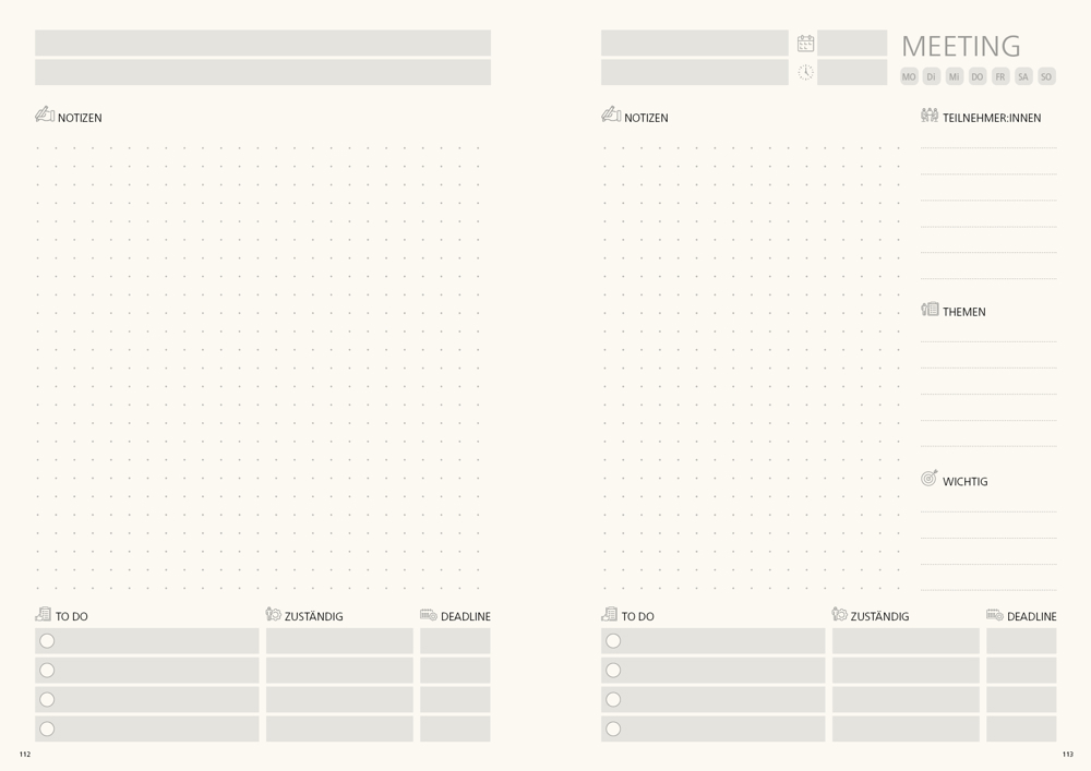 Notizbuch orgaLine Mainbook, Creme, tiefschwarz