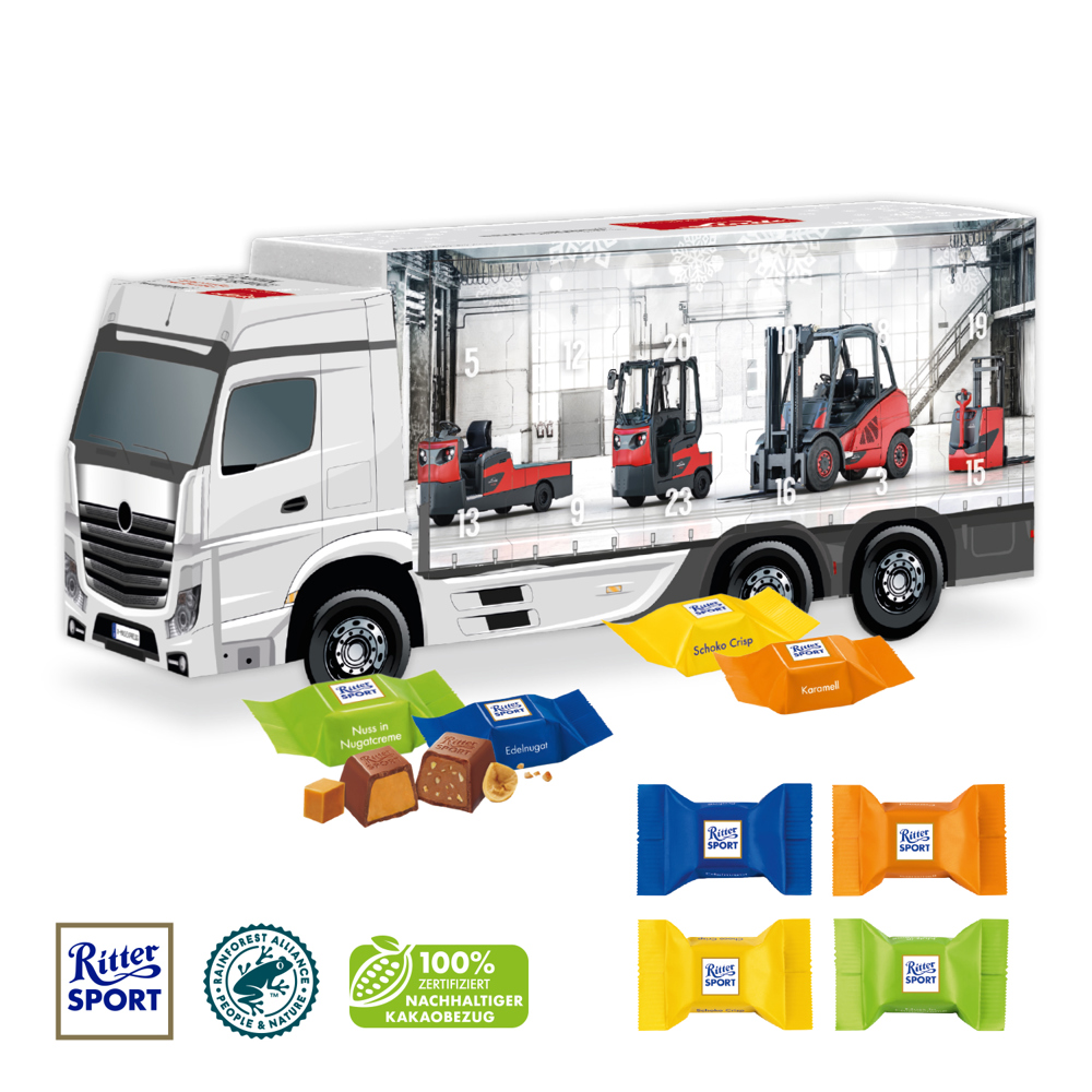 3D Adventskalender "LKW" mit Ritter SPORT Schokowürfel