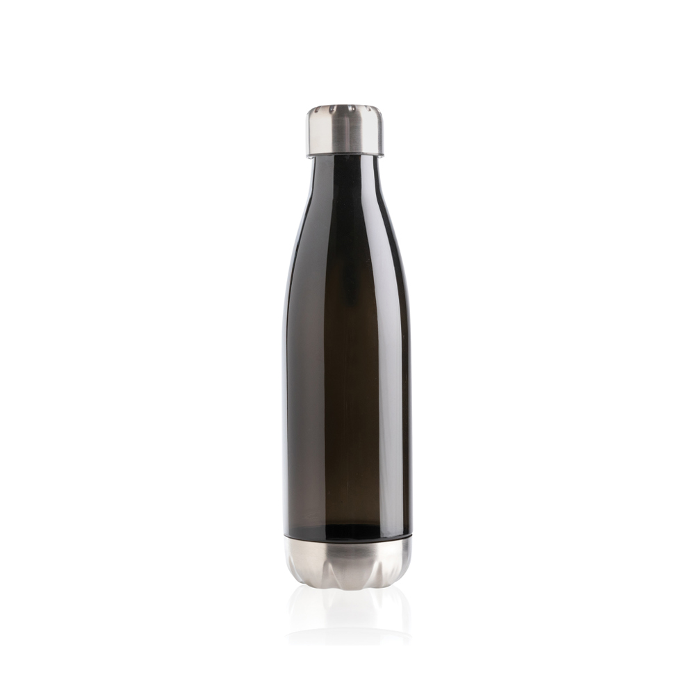 Auslaufsichere Trinkflasche mit Stainless-Steel-Deckel - schwarz (± PMS Black c)