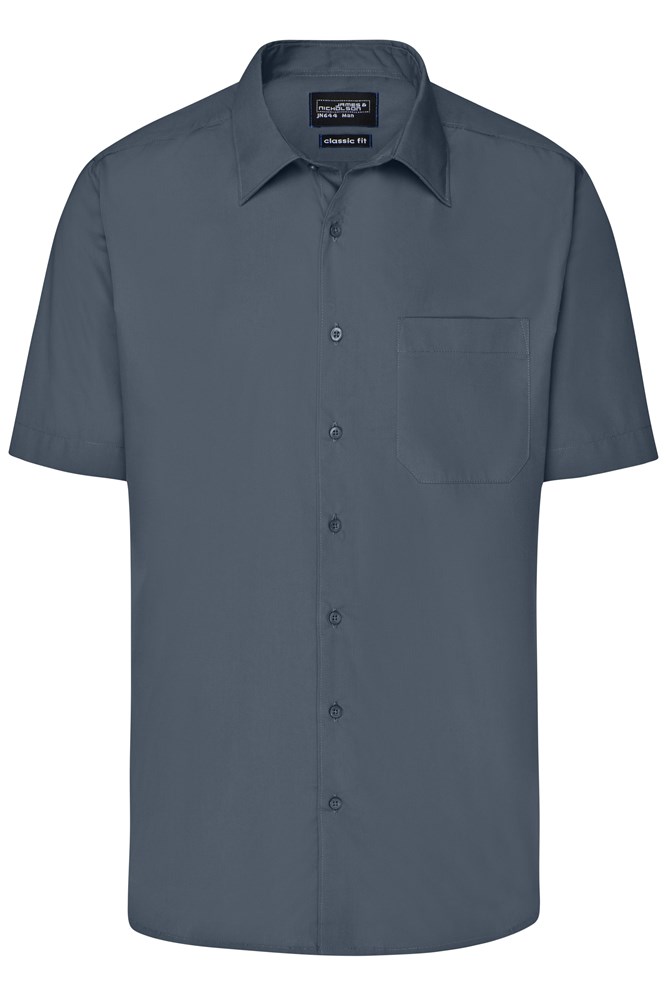 Men's Business Shirt Short-Sleeved - Carbon (ca. Pantone 425U)