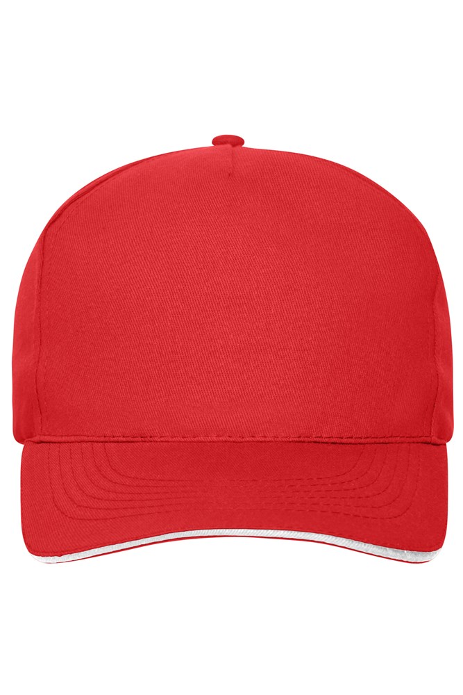 5 Panel Sandwich Cap Organic Cotton - Red/white (ca. Pantone 186C
white)