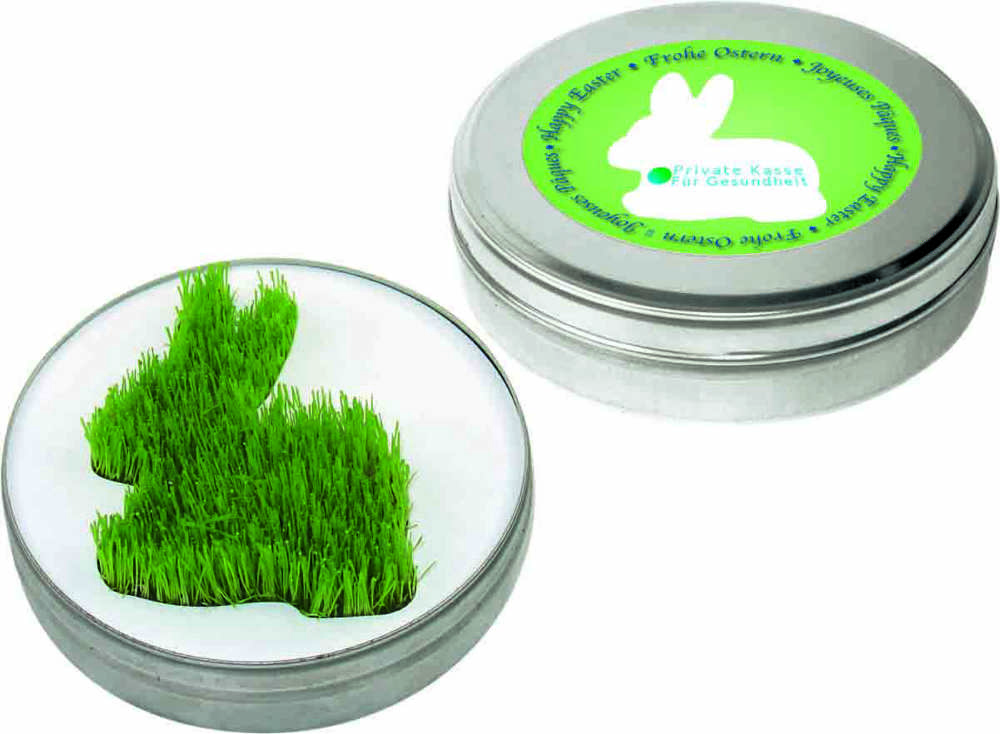 Wachsender Hase aus der Dose, Zimmerrasen, inkl. Digitaldruck 1-4/0 c