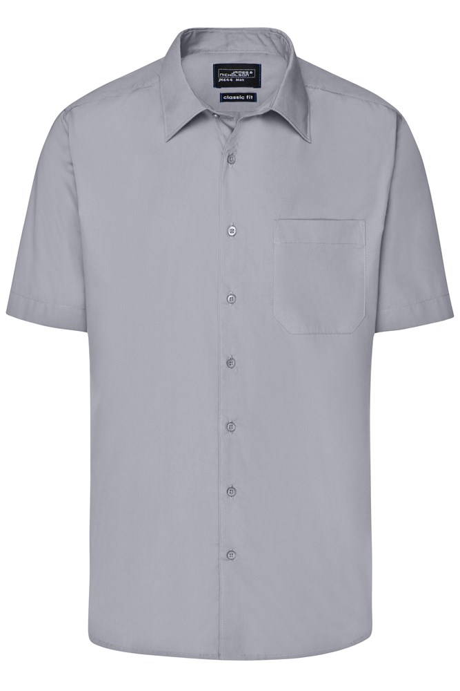 Men's Business Shirt Short-Sleeved - Steel (ca. Pantone 423U)