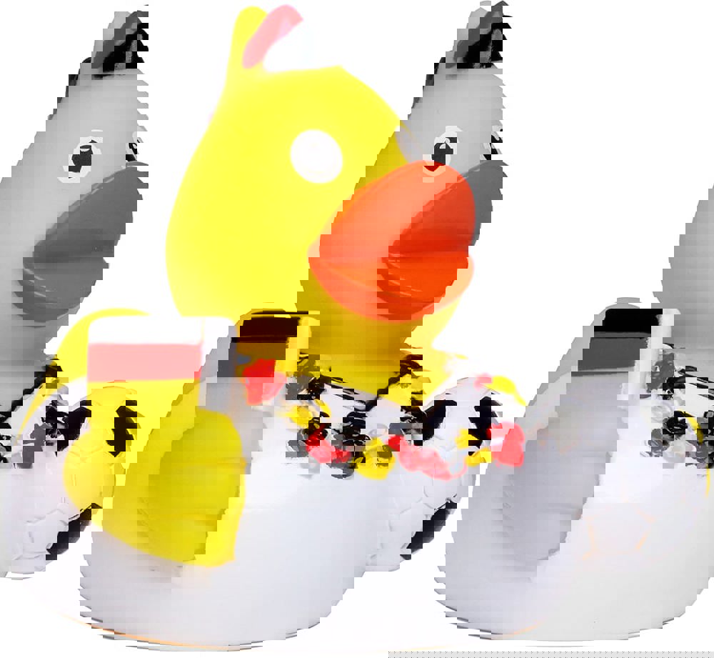 Quietsche-Ente Fußballfan, schwarz/rot/gelb, one size