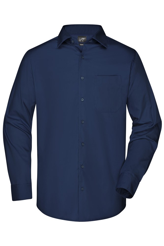 Men's Business Shirt Long-Sleeved - Navy (ca. Pantone 296C)