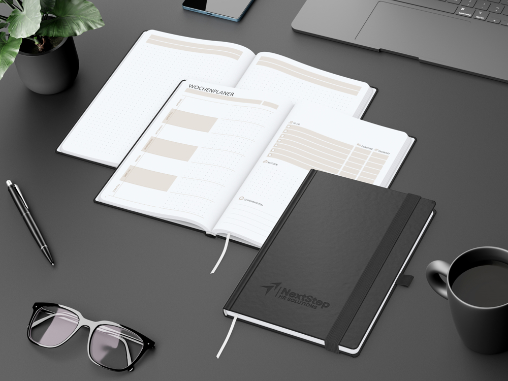 Notizbuch orgaLine Mainbook, White, tiefschwarz